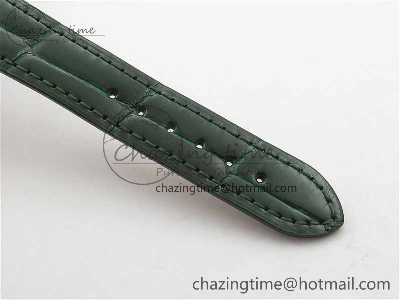 EyeCatching HAPPY SPORT AUTOMATIC SS 36MM CRYSTAL YYF 1:1 BEST EDITION WHITE DIAL ON GREEN LEATHER STRAP A 10313