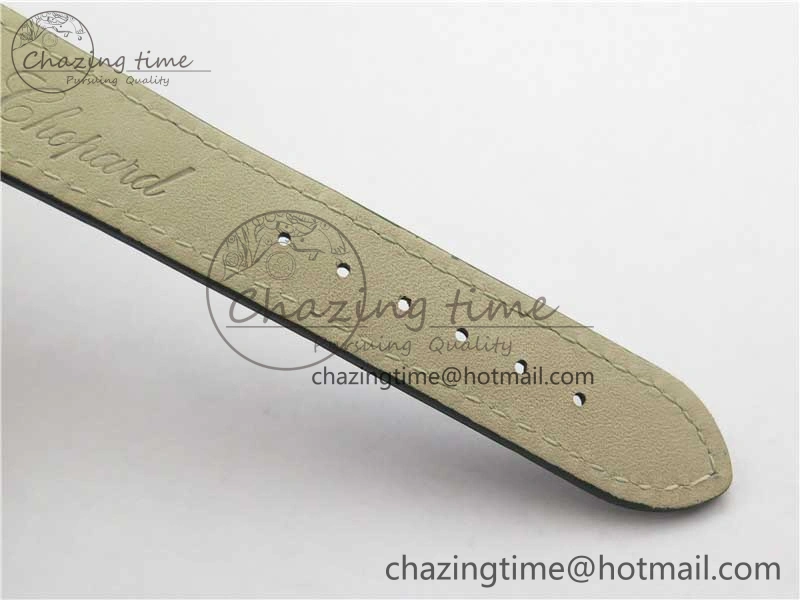 EyeCatching HAPPY SPORT AUTOMATIC SS 36MM CRYSTAL YYF 1:1 BEST EDITION WHITE DIAL ON GREEN LEATHER STRAP A 10313