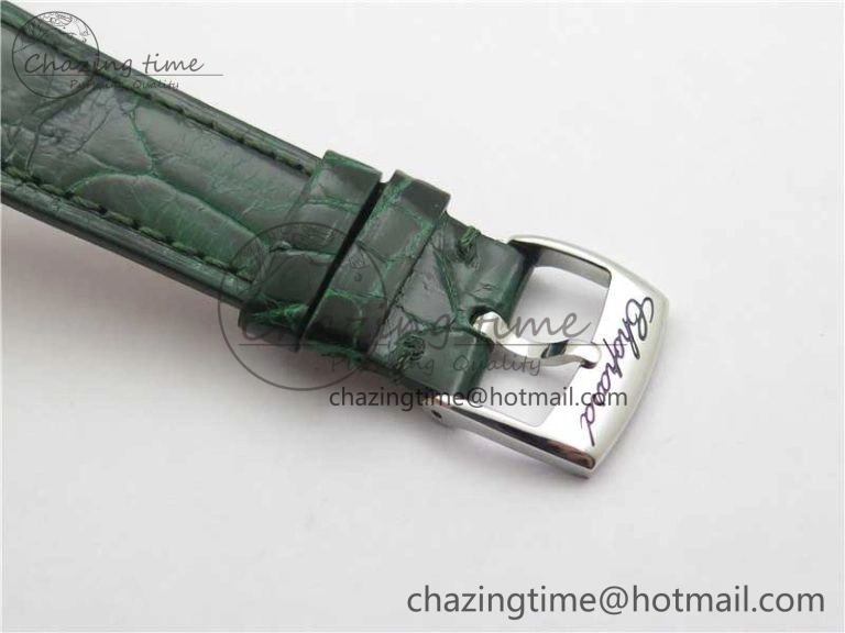 EyeCatching HAPPY SPORT AUTOMATIC SS 36MM CRYSTAL YYF 1:1 BEST EDITION WHITE DIAL ON GREEN LEATHER STRAP A 10313