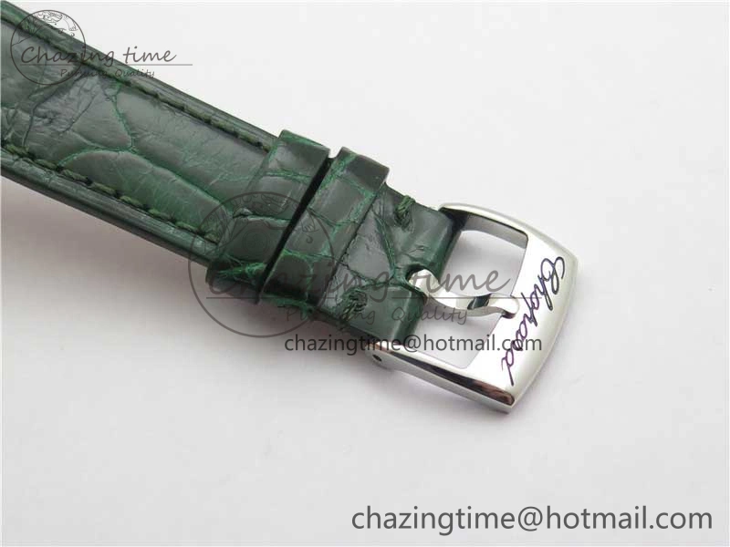 EyeCatching HAPPY SPORT AUTOMATIC SS 36MM CRYSTAL YYF 1:1 BEST EDITION WHITE DIAL ON GREEN LEATHER STRAP A 10313