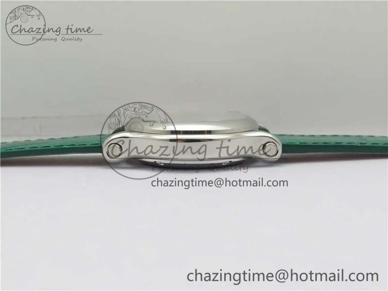 FreshLook HAPPY SPORT AUTOMATIC SS 36MM YYF 1:1 BEST EDITION WHITE DIAL ON GREEN LEATHER STRAP A 6386