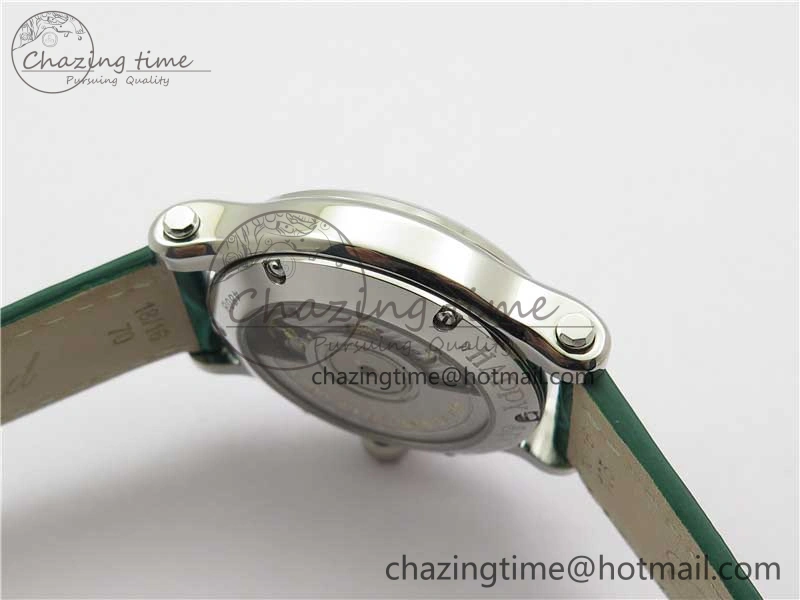 FreshLook HAPPY SPORT AUTOMATIC SS 36MM YYF 1:1 BEST EDITION WHITE DIAL ON GREEN LEATHER STRAP A 6386