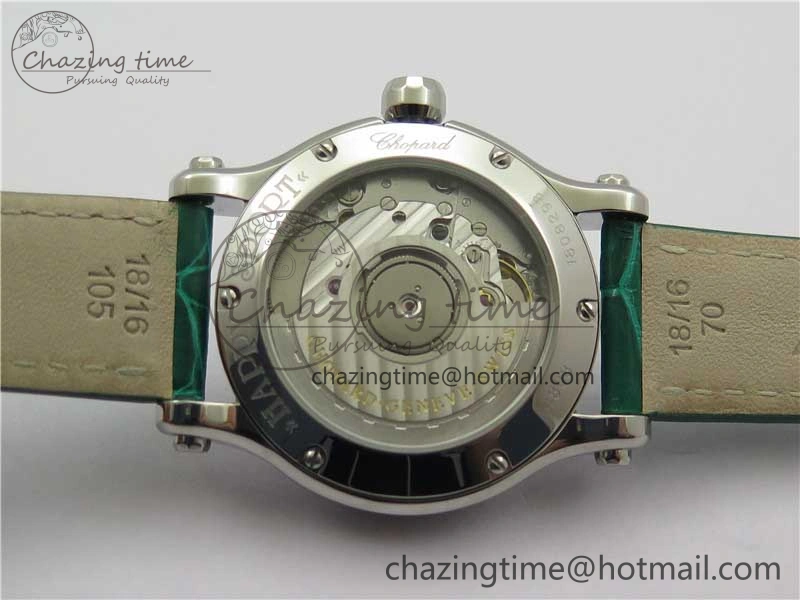 FreshLook HAPPY SPORT AUTOMATIC SS 36MM YYF 1:1 BEST EDITION WHITE DIAL ON GREEN LEATHER STRAP A 6386