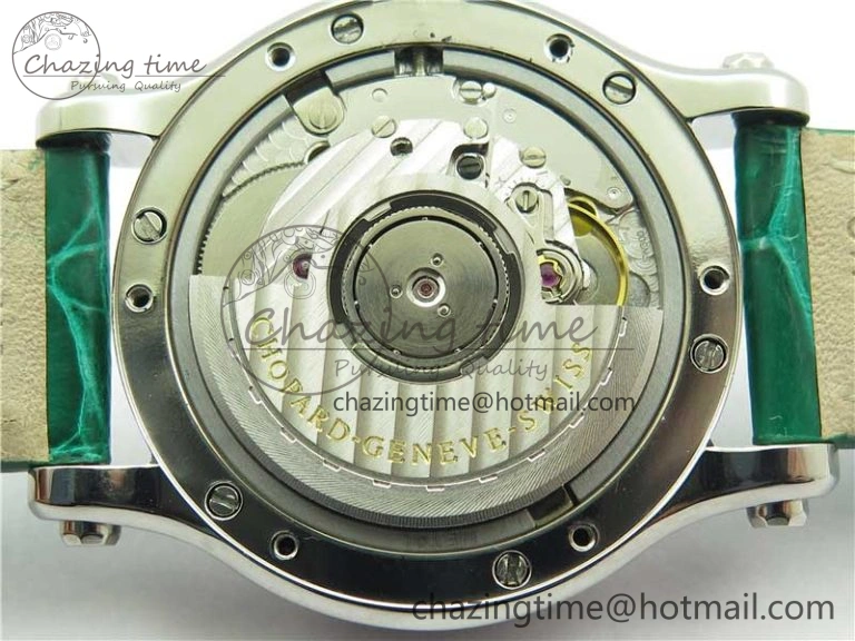 FreshLook HAPPY SPORT AUTOMATIC SS 36MM YYF 1:1 BEST EDITION WHITE DIAL ON GREEN LEATHER STRAP A 6386