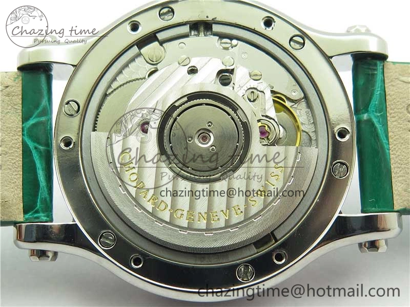 FreshLook HAPPY SPORT AUTOMATIC SS 36MM YYF 1:1 BEST EDITION WHITE DIAL ON GREEN LEATHER STRAP A 6386