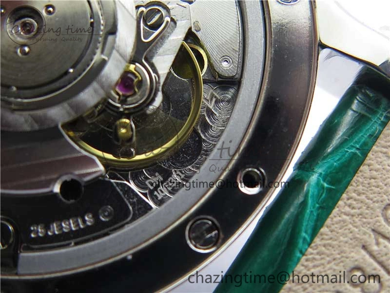 FreshLook HAPPY SPORT AUTOMATIC SS 36MM YYF 1:1 BEST EDITION WHITE DIAL ON GREEN LEATHER STRAP A 6386