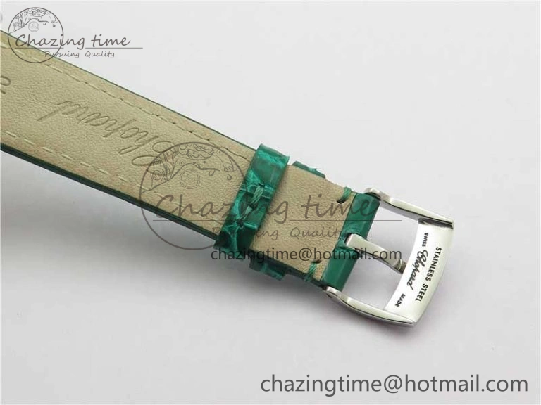 FreshLook HAPPY SPORT AUTOMATIC SS 36MM YYF 1:1 BEST EDITION WHITE DIAL ON GREEN LEATHER STRAP A 6386