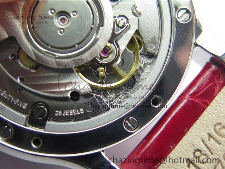 NewStyle HAPPY SPORT AUTOMATIC SS RG 36MM CRYSTAL YYF 1:1 BEST EDITION WHITE DIAL ON RED LEATHER STRAP A 10309