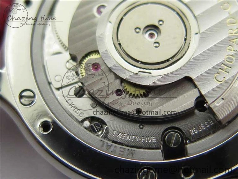 NewStyle HAPPY SPORT AUTOMATIC SS RG 36MM CRYSTAL YYF 1:1 BEST EDITION WHITE DIAL ON RED LEATHER STRAP A 10309