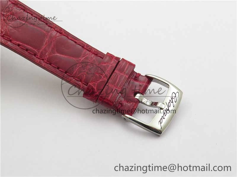 NewStyle HAPPY SPORT AUTOMATIC SS RG 36MM CRYSTAL YYF 1:1 BEST EDITION WHITE DIAL ON RED LEATHER STRAP A 10309