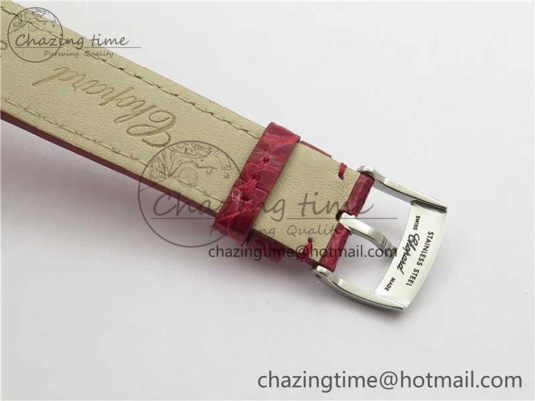 NewStyle HAPPY SPORT AUTOMATIC SS RG 36MM CRYSTAL YYF 1:1 BEST EDITION WHITE DIAL ON RED LEATHER STRAP A 10309