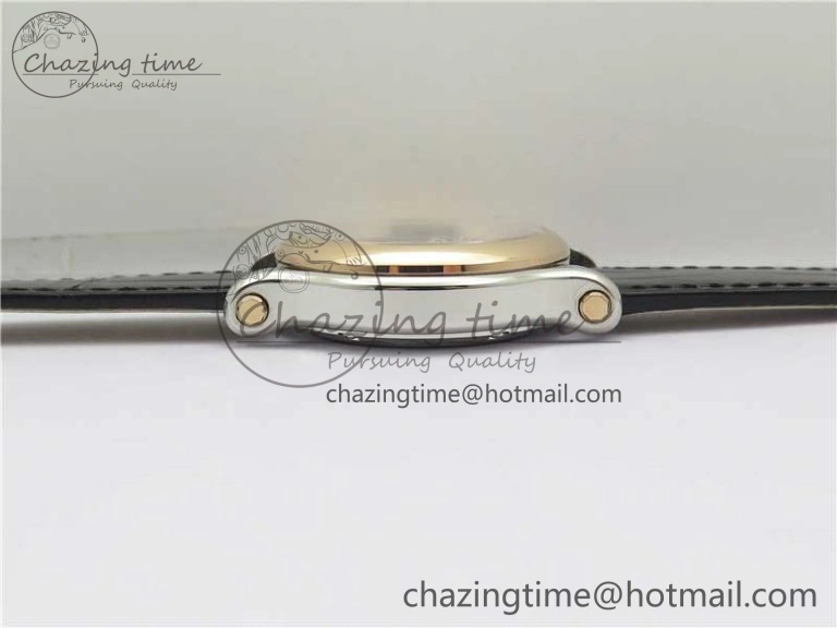 HAPPY SPORT AUTOMATIC SS RG 36MM YYF 1:1 BEST EDITION WHITE DIAL ON BLACK LEATHER STRAP A Minimalist 6382