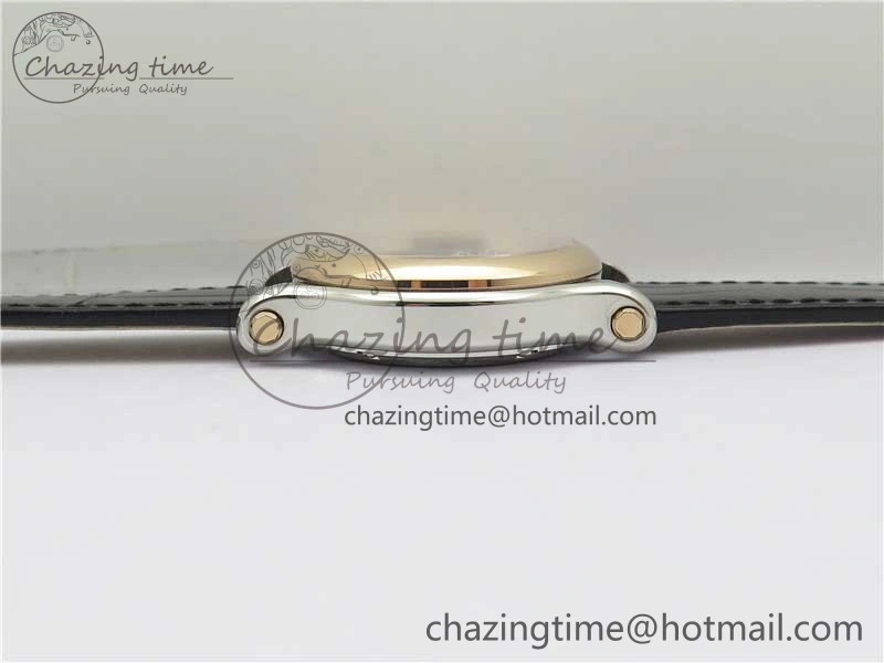 HAPPY SPORT AUTOMATIC SS RG 36MM YYF 1:1 BEST EDITION WHITE DIAL ON BLACK LEATHER STRAP A Minimalist 6382