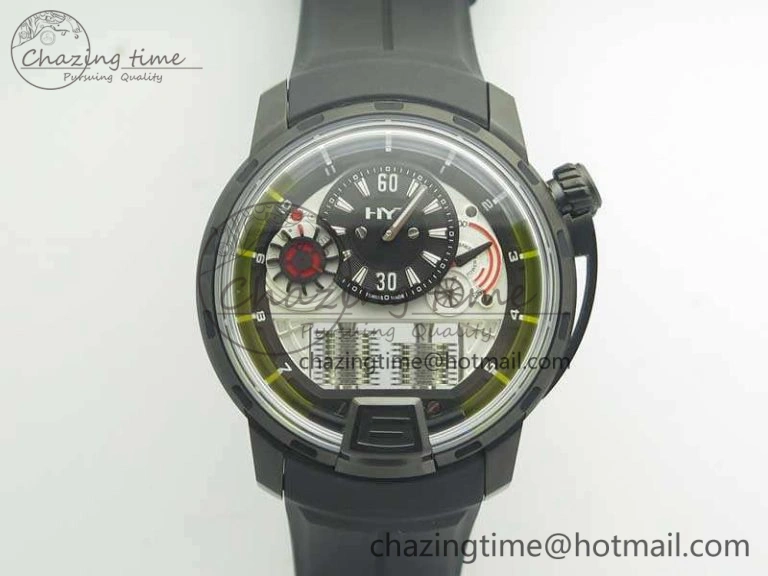 Functional HTY DLC CYF White Dial Black Crown On Black Rubber Strap Asian Movement HTY Cal. 6985