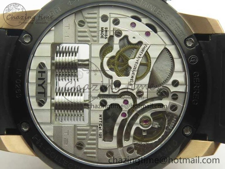 Popular HTY RG DLC CYF White Dial Black Crown On Black Rubber Strap Asian Movement HTY Cal. 6981