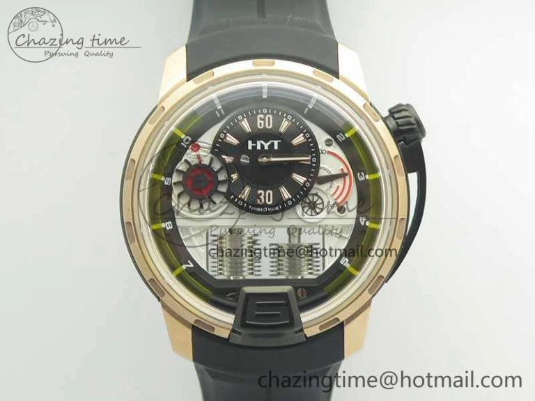 Popular HTY RG DLC CYF White Dial Black Crown On Black Rubber Strap Asian Movement HTY Cal. 6981