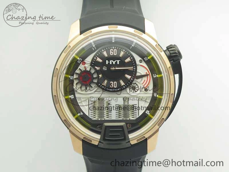 Popular HTY RG DLC CYF White Dial Black Crown On Black Rubber Strap Asian Movement HTY Cal. 6981
