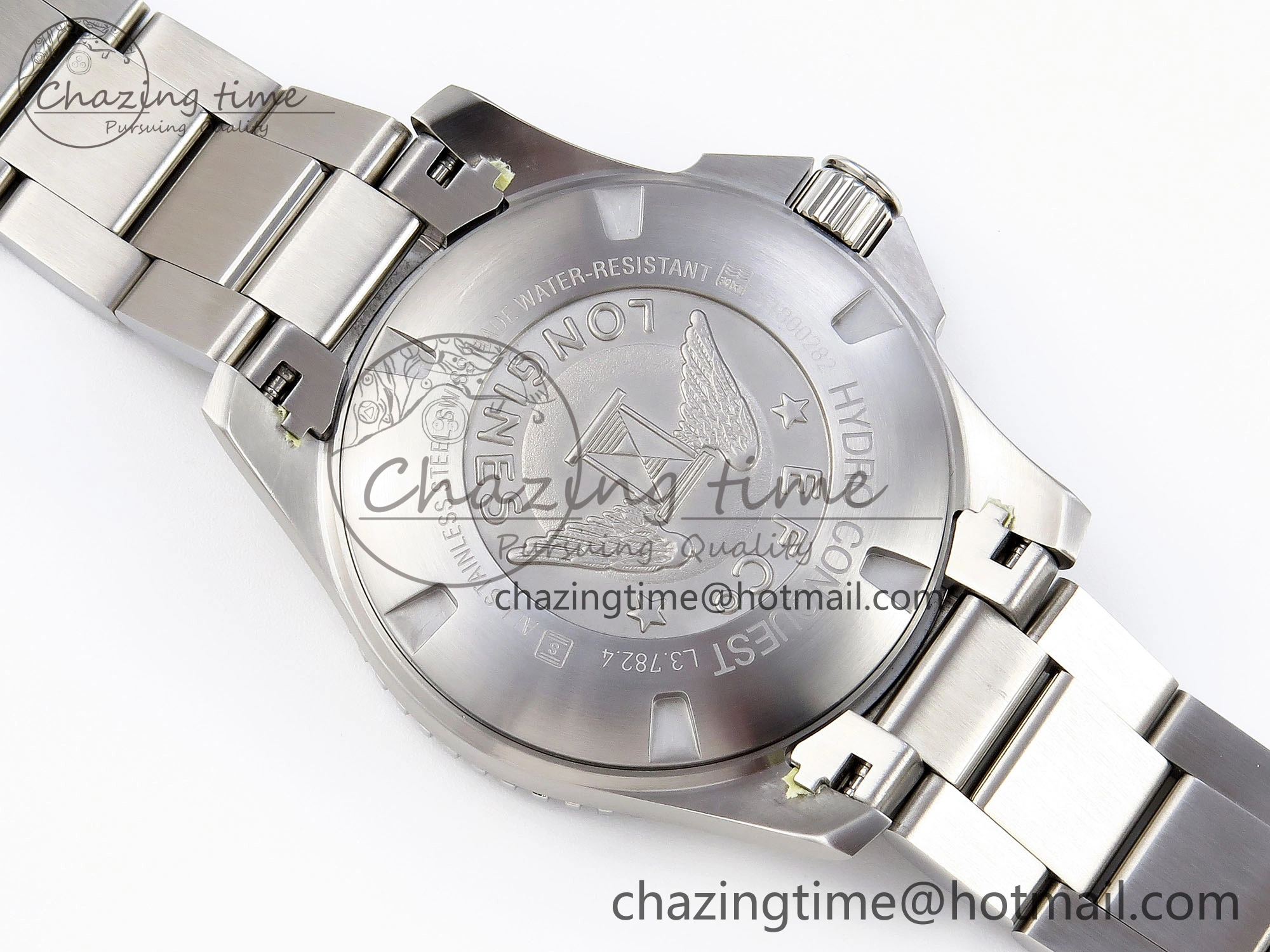 Modern HYDROCONQUEST 43MM SS BLACK CERAMIC BEZEL XF 1:1 BEST EDITION BLACK DIAL ON SS BRACELET L 7618
