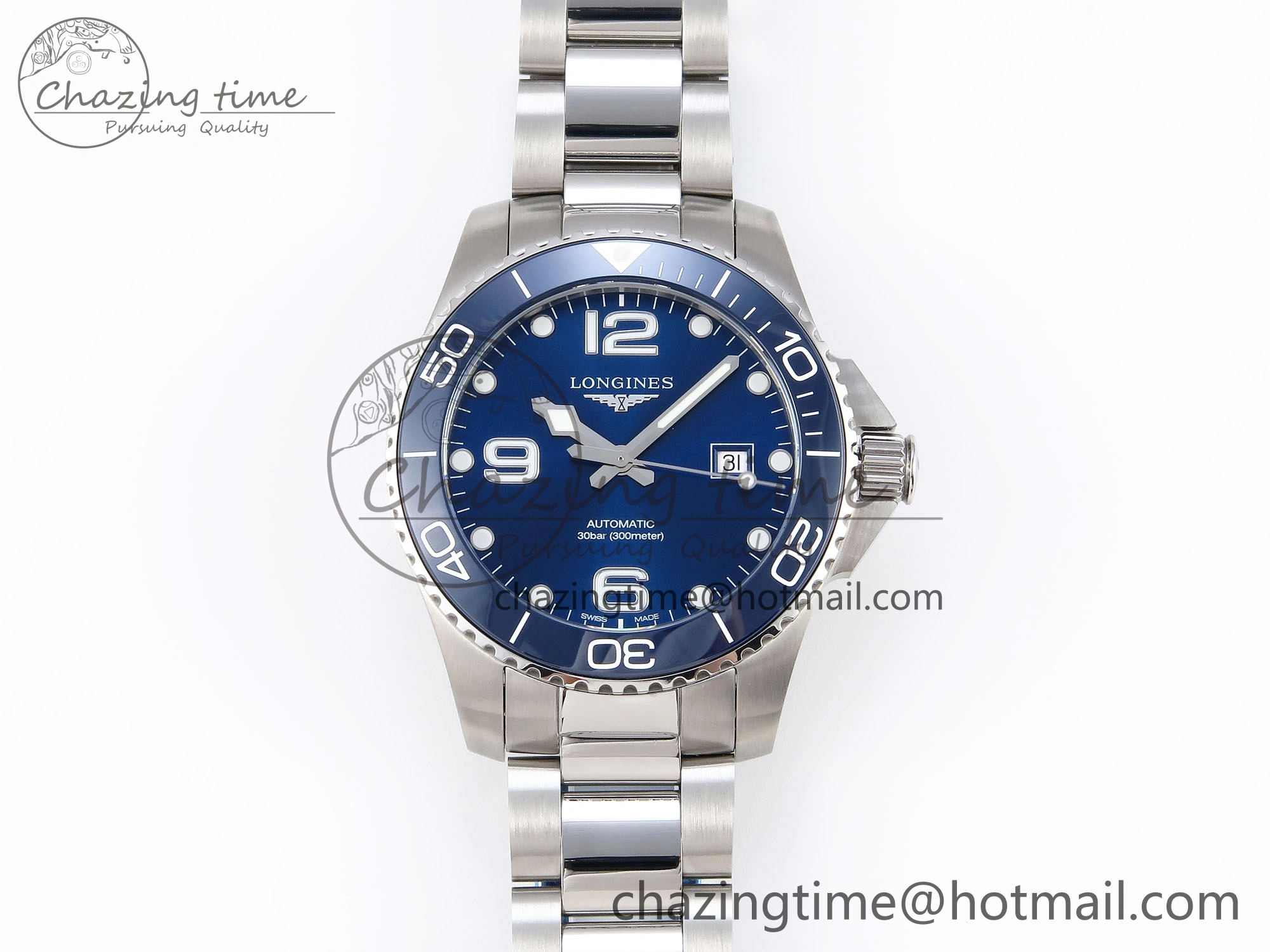 Reliable HYDROCONQUEST 43MM SS BLUE CERAMIC BEZEL XF 1:1 BEST EDITION BLUE DIAL ON SS BRACELET L 7549
