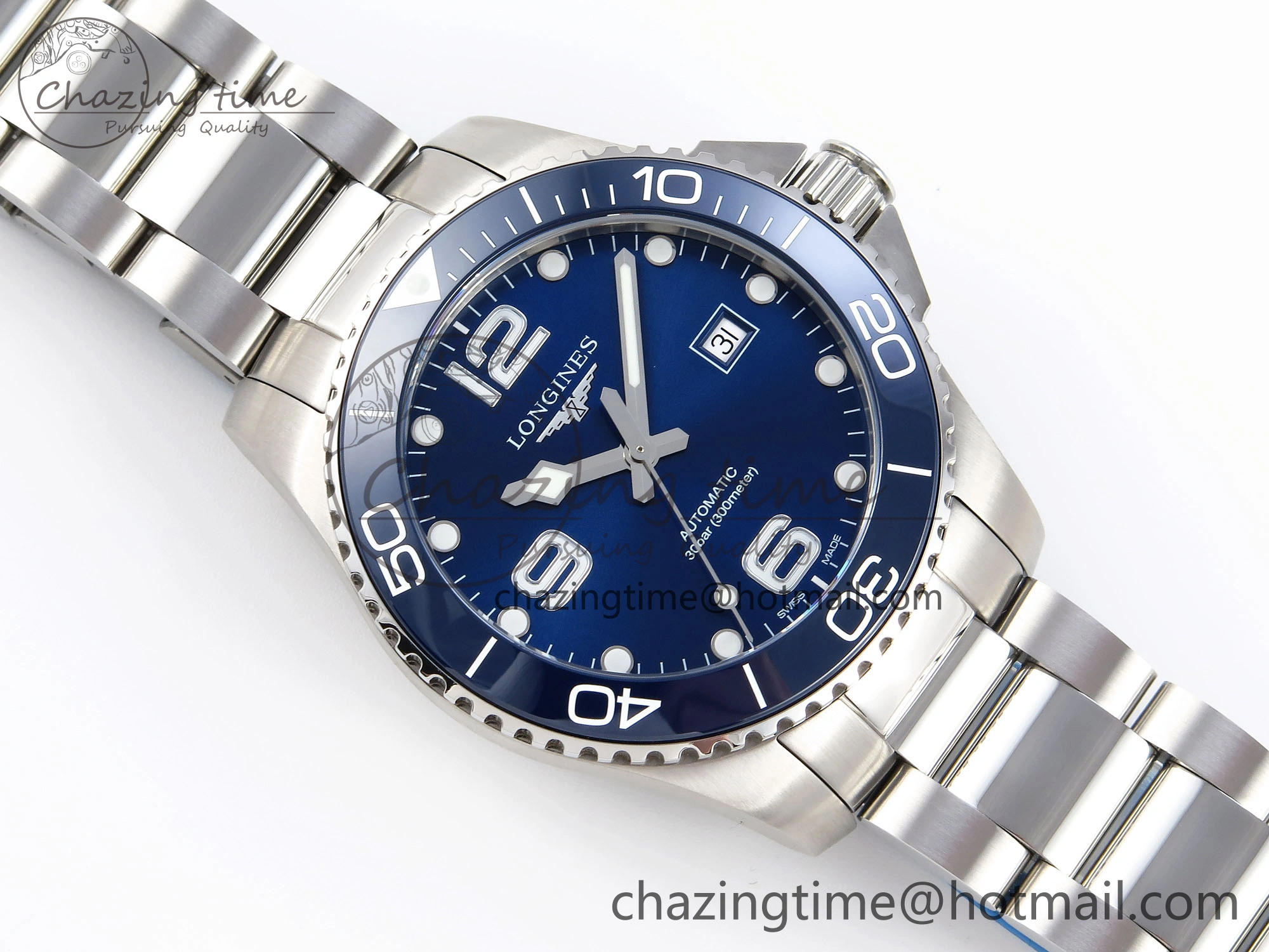 Reliable HYDROCONQUEST 43MM SS BLUE CERAMIC BEZEL XF 1:1 BEST EDITION BLUE DIAL ON SS BRACELET L 7549