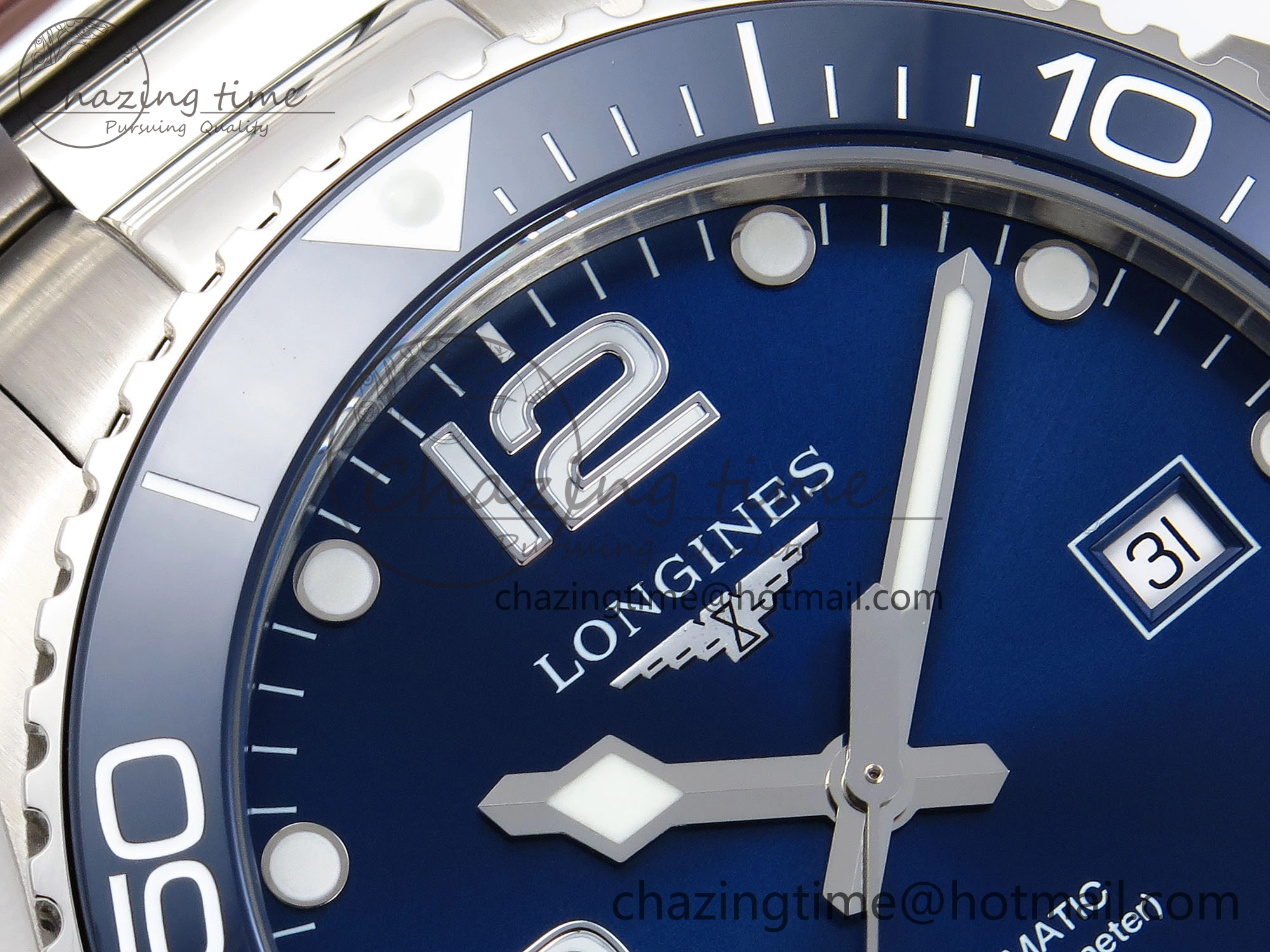 Reliable HYDROCONQUEST 43MM SS BLUE CERAMIC BEZEL XF 1:1 BEST EDITION BLUE DIAL ON SS BRACELET L 7549