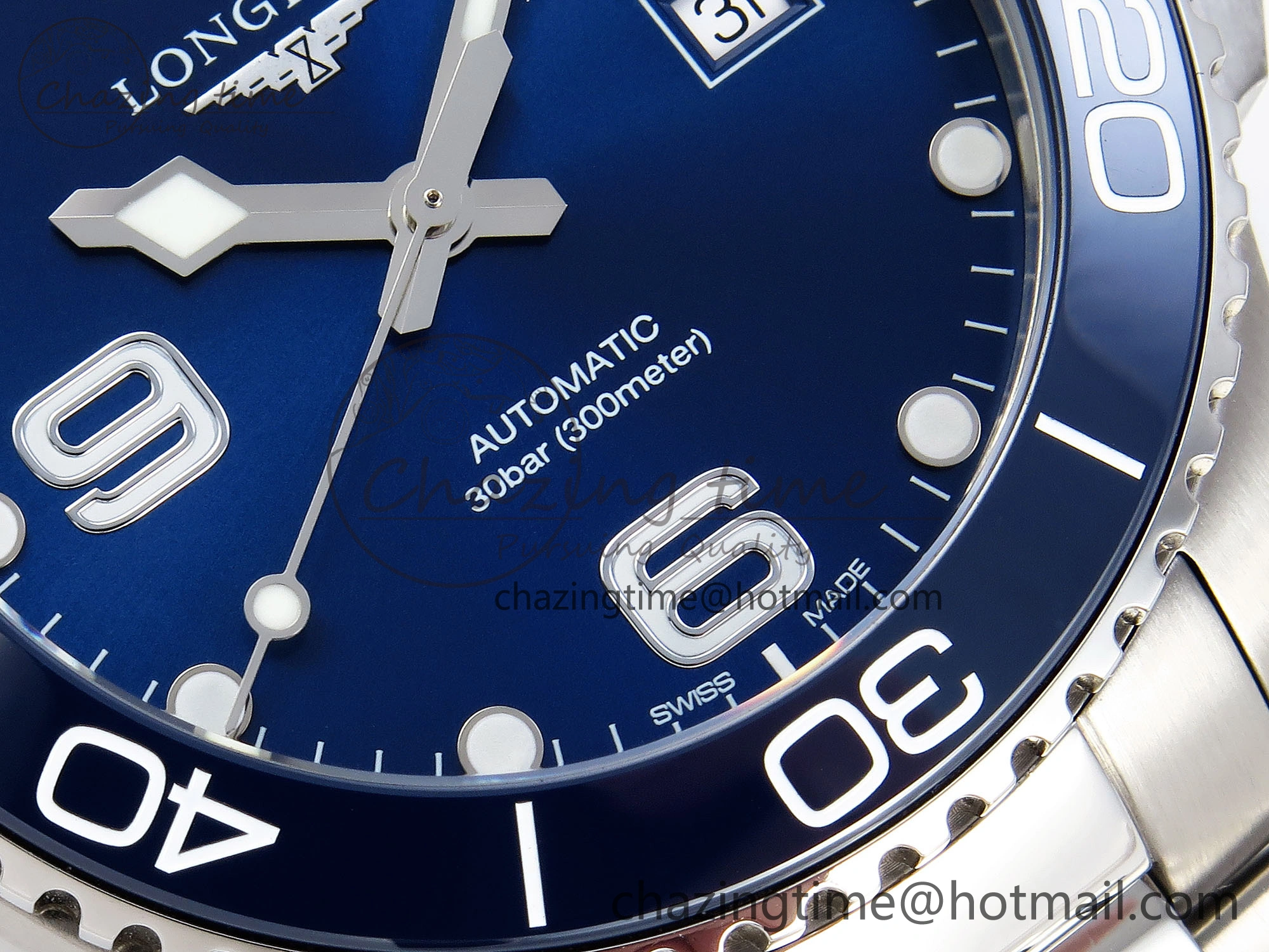 Reliable HYDROCONQUEST 43MM SS BLUE CERAMIC BEZEL XF 1:1 BEST EDITION BLUE DIAL ON SS BRACELET L 7549
