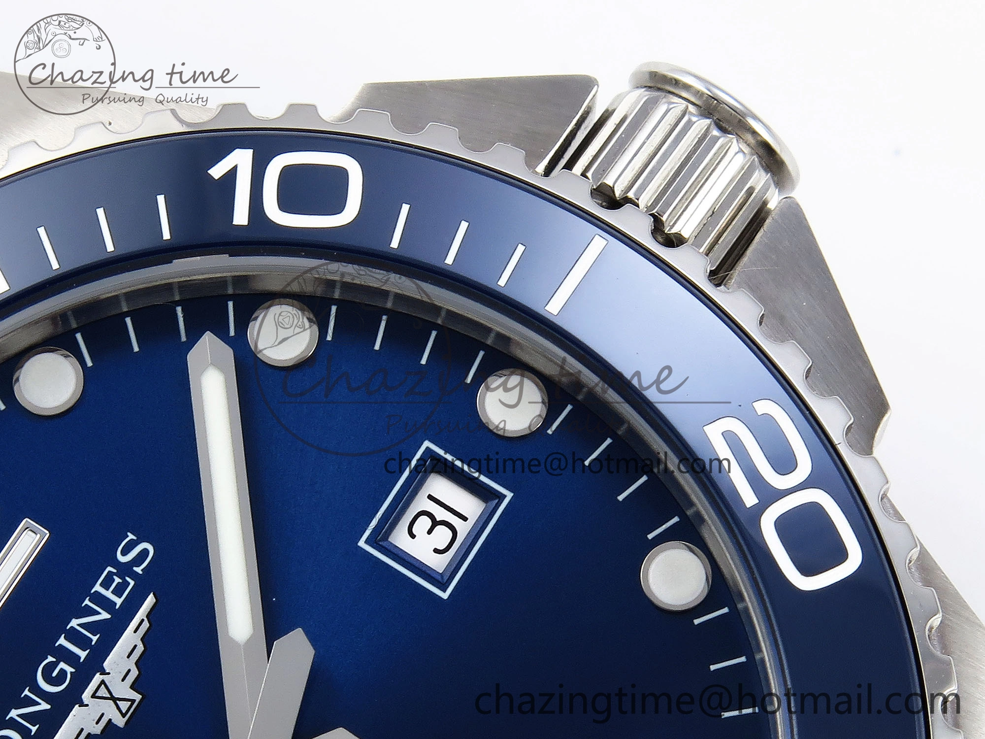 Reliable HYDROCONQUEST 43MM SS BLUE CERAMIC BEZEL XF 1:1 BEST EDITION BLUE DIAL ON SS BRACELET L 7549
