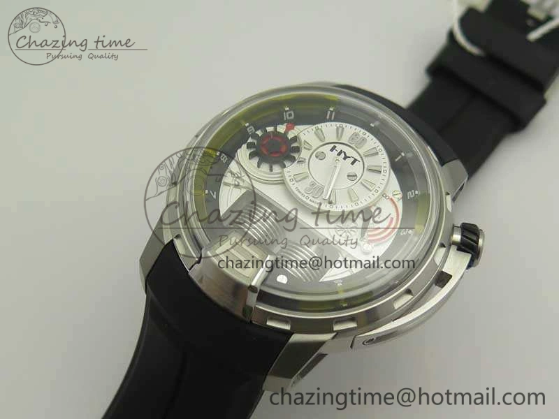 HYT SS CYF White Dial Black Crown On Black Rubber Strap Asian Movement HTY Cal. GoAnywhere 6993
