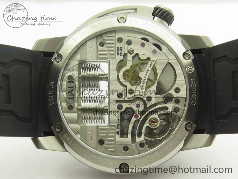 HYT SS CYF White Dial Black Crown On Black Rubber Strap Asian Movement HTY Cal. GoAnywhere 6993