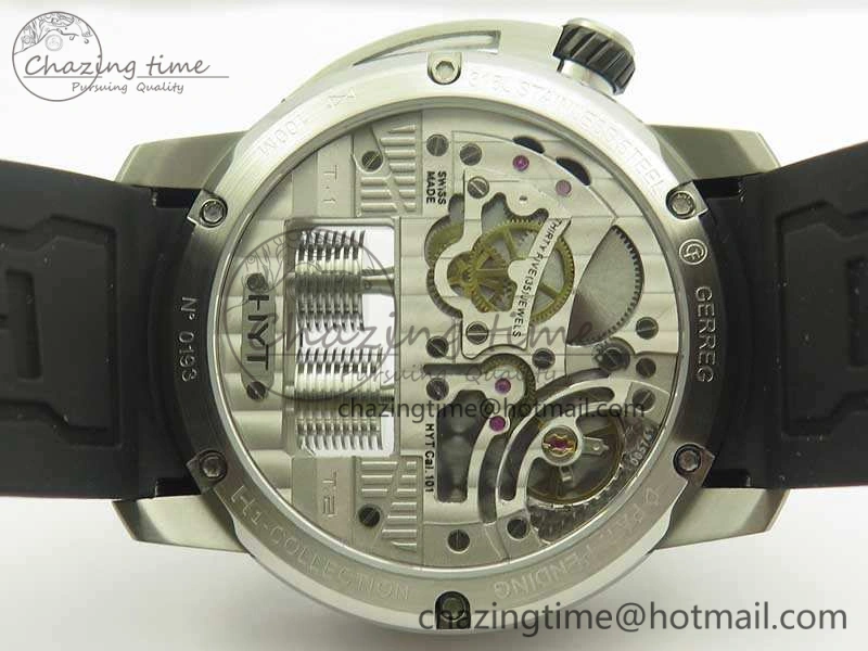 HYT SS CYF White Dial Black Crown On Black Rubber Strap Asian Movement HTY Cal. GoAnywhere 6993