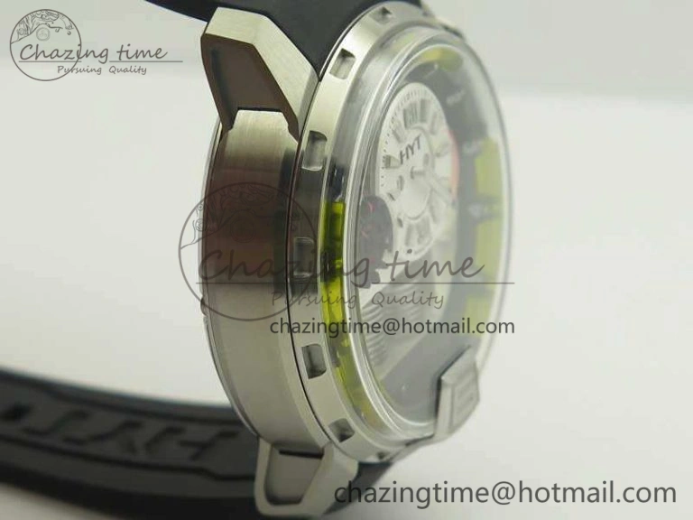 HYT SS CYF White Dial Black Crown On Black Rubber Strap Asian Movement HTY Cal. GoAnywhere 6993