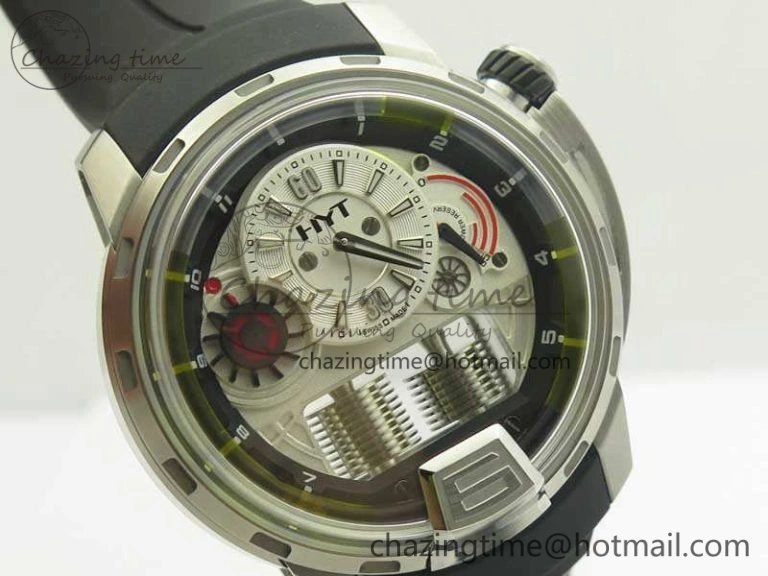 HYT SS CYF White Dial Black Crown On Black Rubber Strap Asian Movement HTY Cal. GoAnywhere 6993