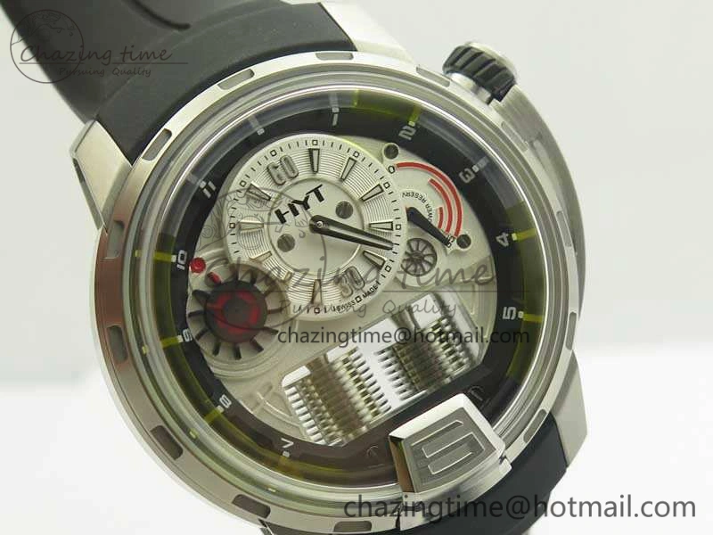 HYT SS CYF White Dial Black Crown On Black Rubber Strap Asian Movement HTY Cal. GoAnywhere 6993