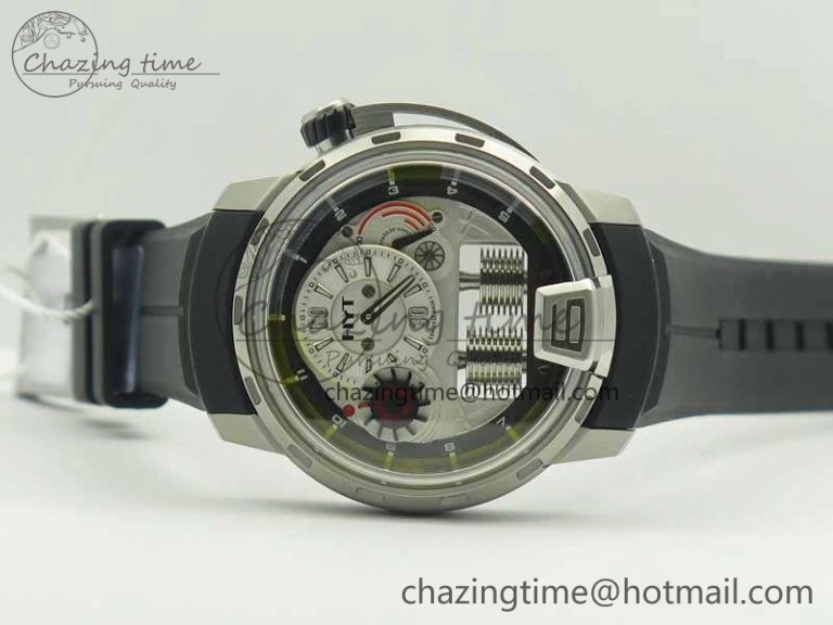 HYT SS CYF White Dial Black Crown On Black Rubber Strap Asian Movement HTY Cal. GoAnywhere 6993
