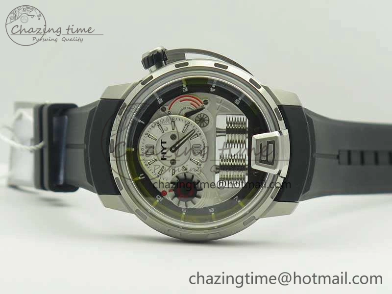 HYT SS CYF White Dial Black Crown On Black Rubber Strap Asian Movement HTY Cal. GoAnywhere 6993