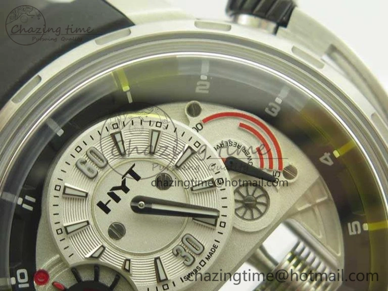 HYT SS CYF White Dial Black Crown On Black Rubber Strap Asian Movement HTY Cal. GoAnywhere 6993