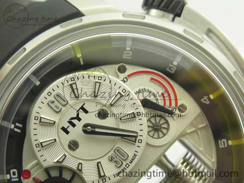 HYT SS CYF White Dial Black Crown On Black Rubber Strap Asian Movement HTY Cal. GoAnywhere 6993