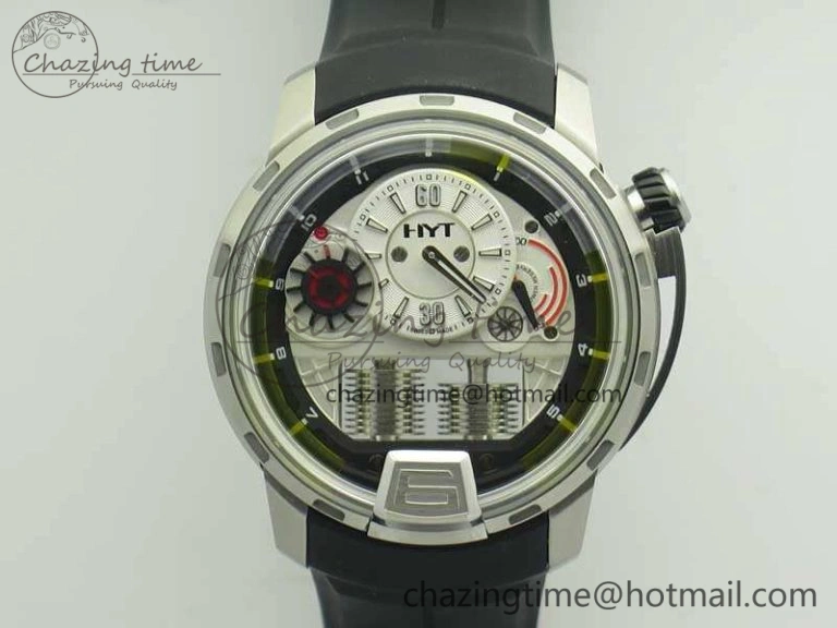 HYT SS CYF White Dial Black Crown On Black Rubber Strap Asian Movement HTY Cal. GoAnywhere 6993