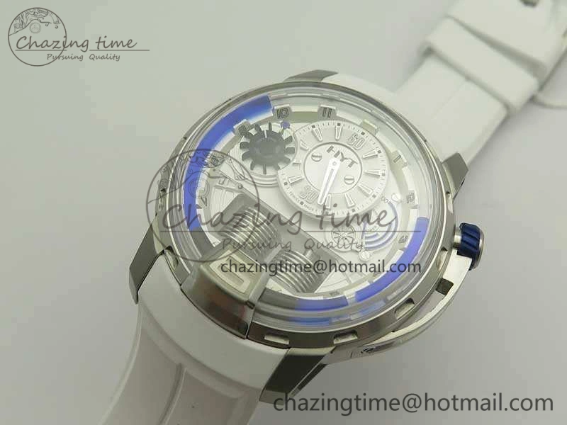 HYT SS CYF White Dial Blue Crown On White Rubber Strap Asian Movement HTY Cal. Packable 6988