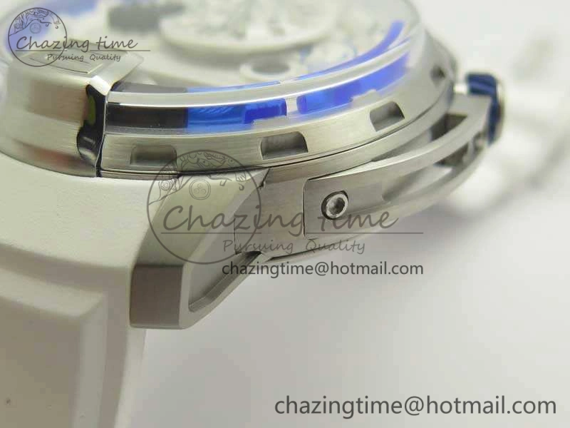 HYT SS CYF White Dial Blue Crown On White Rubber Strap Asian Movement HTY Cal. Packable 6988