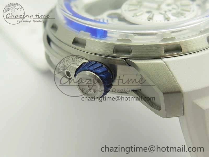 HYT SS CYF White Dial Blue Crown On White Rubber Strap Asian Movement HTY Cal. Packable 6988