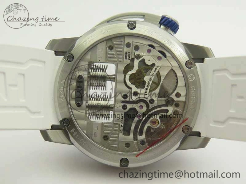 HYT SS CYF White Dial Blue Crown On White Rubber Strap Asian Movement HTY Cal. Packable 6988