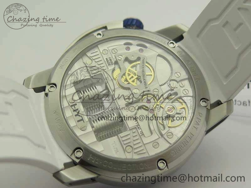 HYT SS CYF White Dial Blue Crown On White Rubber Strap Asian Movement HTY Cal. Packable 6988