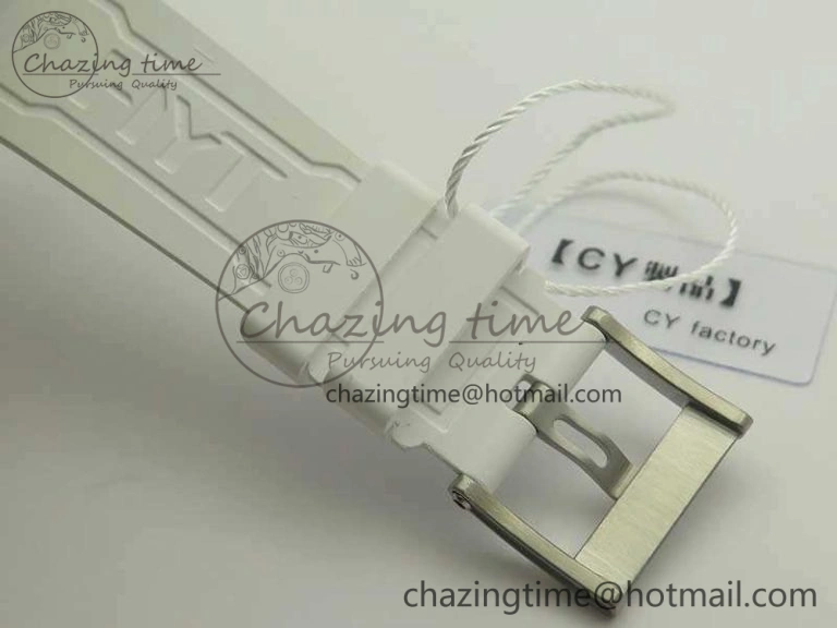 HYT SS CYF White Dial Blue Crown On White Rubber Strap Asian Movement HTY Cal. Packable 6988