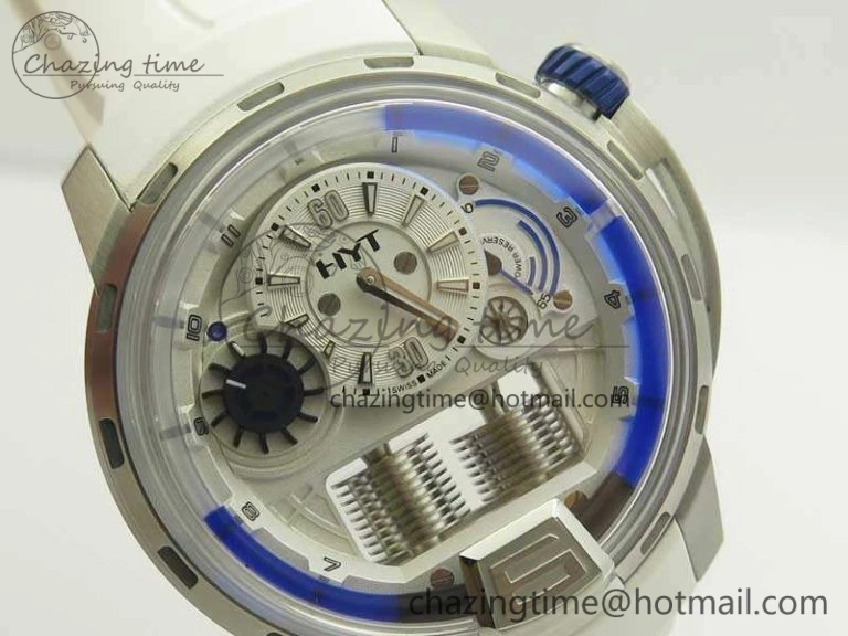 HYT SS CYF White Dial Blue Crown On White Rubber Strap Asian Movement HTY Cal. Packable 6988