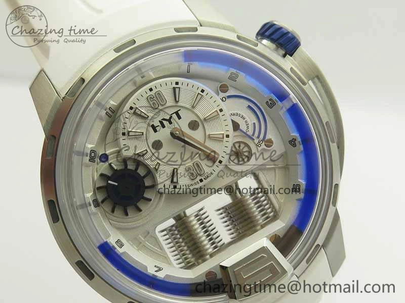 HYT SS CYF White Dial Blue Crown On White Rubber Strap Asian Movement HTY Cal. Packable 6988