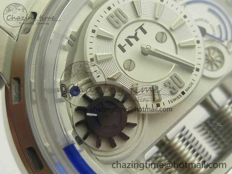 HYT SS CYF White Dial Blue Crown On White Rubber Strap Asian Movement HTY Cal. Packable 6988