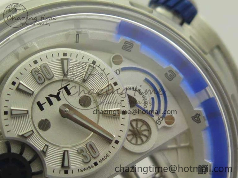 HYT SS CYF White Dial Blue Crown On White Rubber Strap Asian Movement HTY Cal. Packable 6988