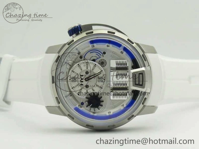 HYT SS CYF White Dial Blue Crown On White Rubber Strap Asian Movement HTY Cal. Packable 6988
