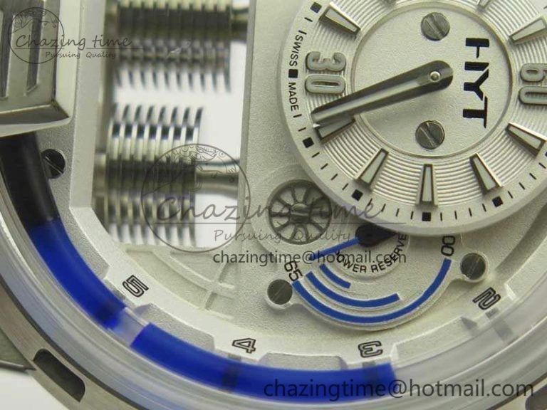 HYT SS CYF White Dial Blue Crown On White Rubber Strap Asian Movement HTY Cal. Packable 6988